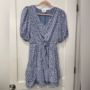 Short blue & white floral dress
